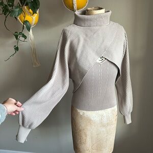 Sugarlips Taupe Cowl Neck 2-in - 1 Sweater